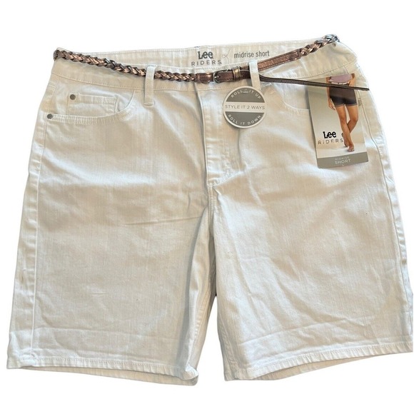 NWT Lee Womens Shorts Riders Size 14 Stretch Mid Rise Belt Included - Picture 1 of 5